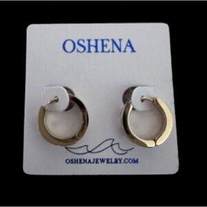 Oshena Black & White Checkered Gold Hoop Earrings